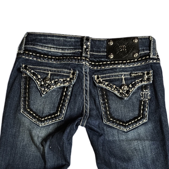 Miss Me Blue Straight Leg Jeans with Premium Denim - Picture 5 of 7